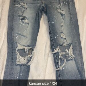 KanCan Women's Distressed Blue Jeans